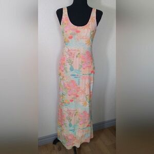 SEE YOU MONDAY Capri Italy Lemon Colorful Printed Mesh Maxi Dress- Size M